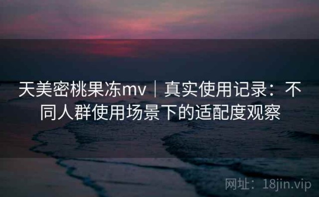天美密桃果冻mv｜真实使用记录：不同人群使用场景下的适配度观察