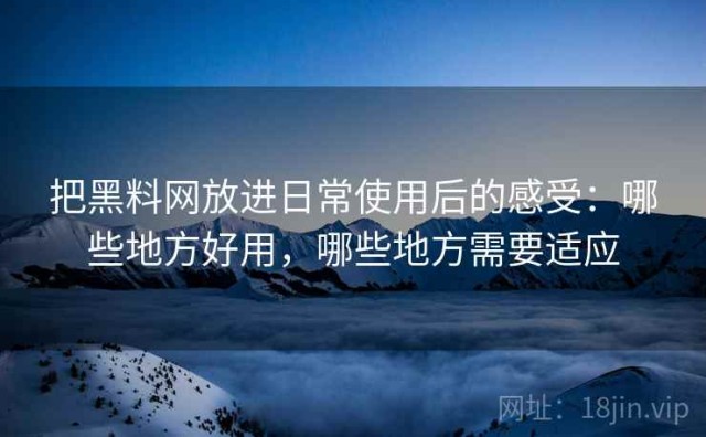把黑料网放进日常使用后的感受：哪些地方好用，哪些地方需要适应